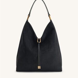 JW Pei Aria Faux Suede Shoulder Bag - Black